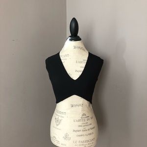 Zara black crop top with zipper detail